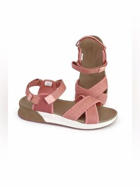 LANDS' END Women's Outdoor Water Sports Dusty Pink Cross-Strap Comfort Sandals 7